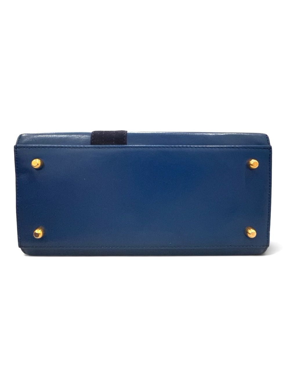 Vintage Gianni Versace blue leather top handle bag ribbon bow - Picture 7 of 16